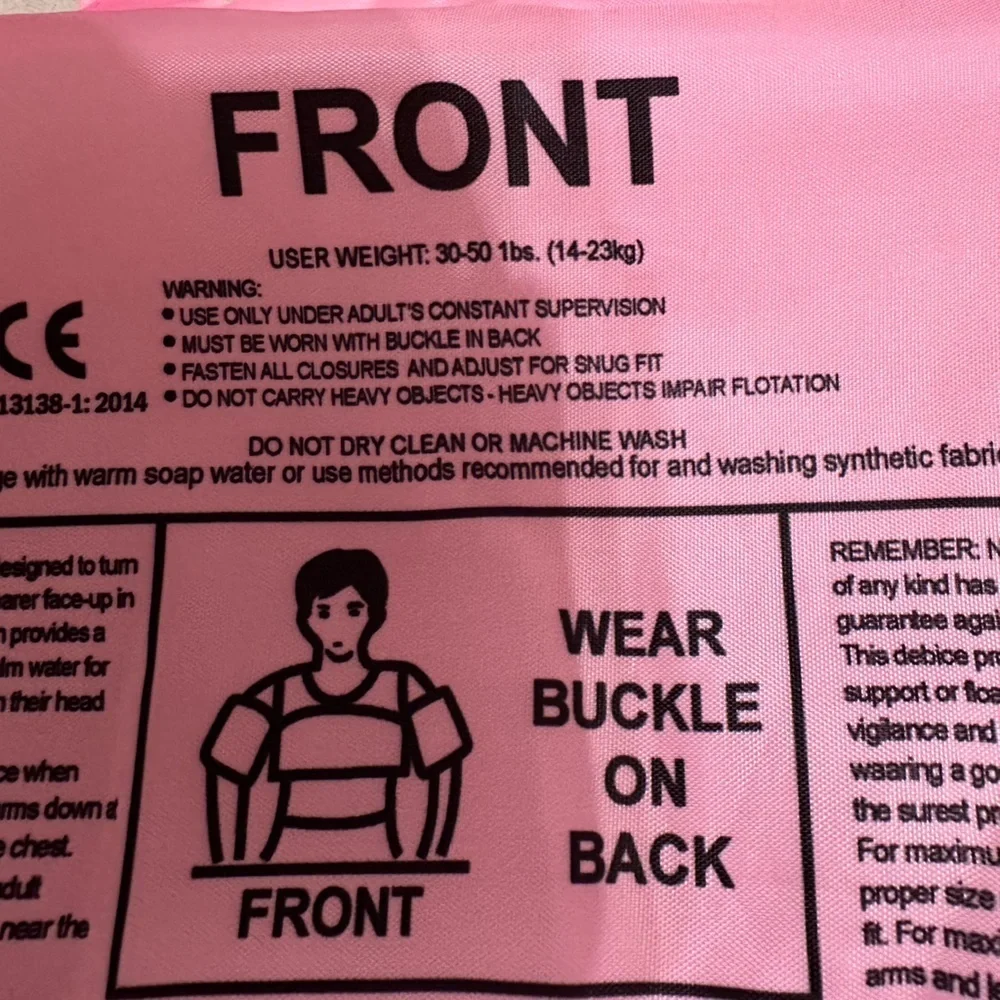Pink Inflatable Life Vest